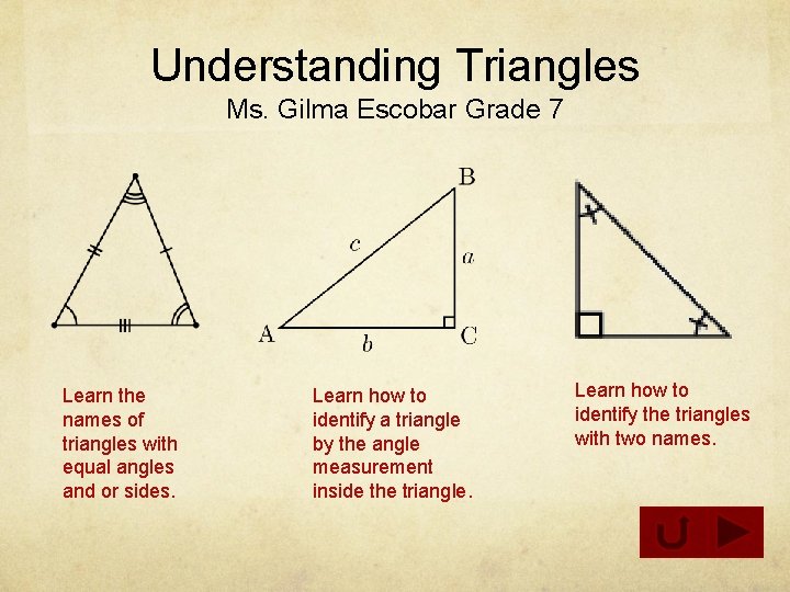 Understanding Triangles Ms Gilma Escobar Grade 7 Learn
