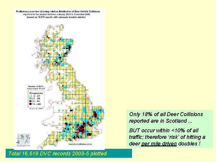 Only 18% of all Deer Collisions reported are in Scotland. . . BUT occur