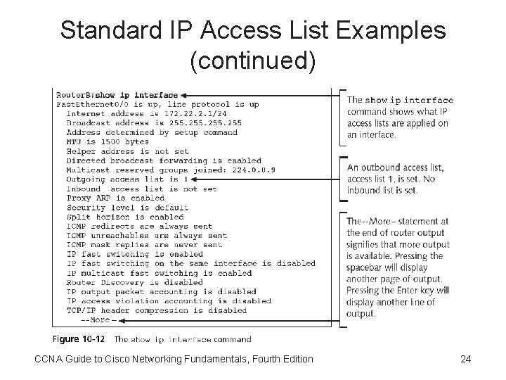 Standard IP Access List Examples (continued) CCNA Guide to Cisco Networking Fundamentals, Fourth Edition