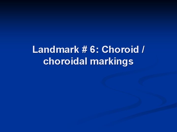 Landmark # 6: Choroid / choroidal markings 