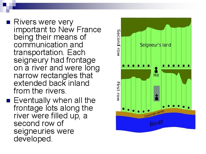 n n Rivers were very important to New France being their means of communication