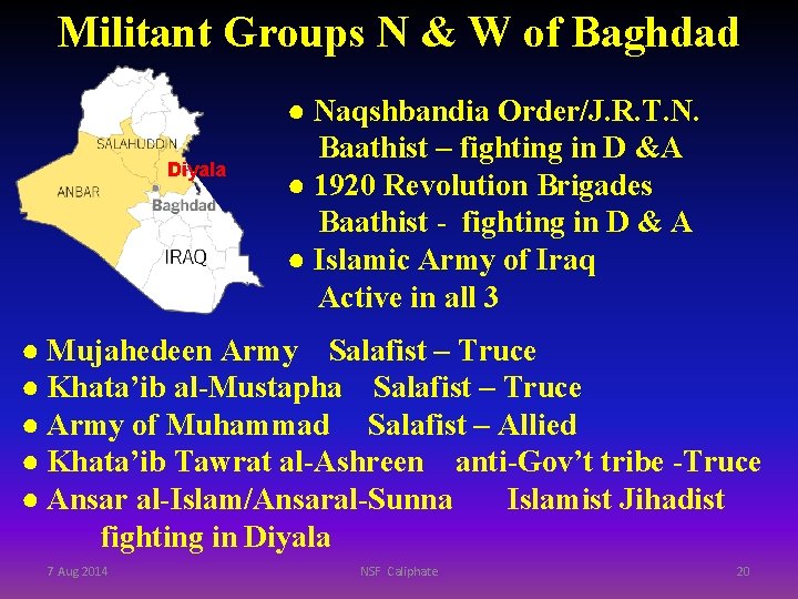 Militant Groups N & W of Baghdad Diyala ● Naqshbandia Order/J. R. T. N.