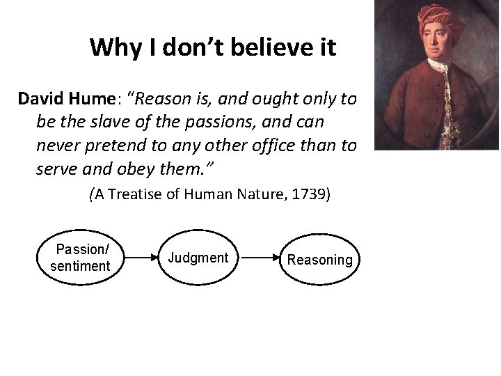 Why I don’t believe it David Hume: “Reason is, and ought only to be