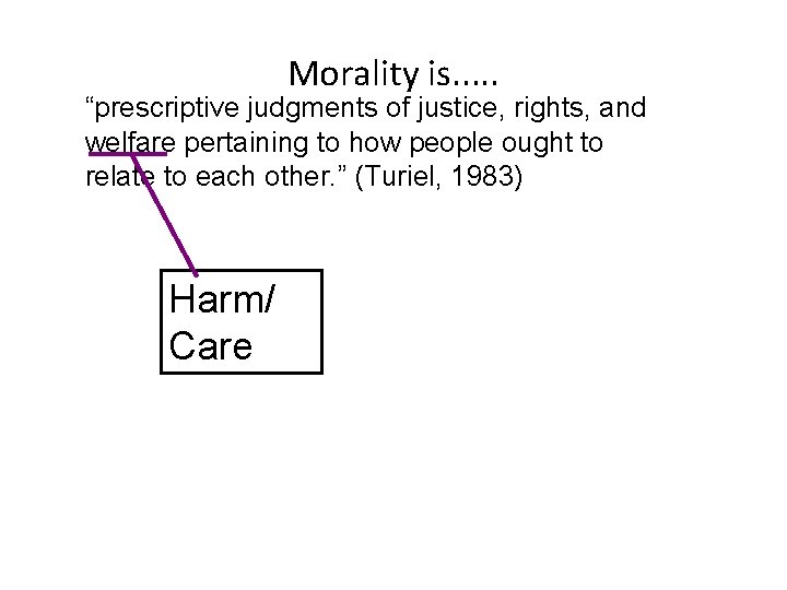 Morality is. . . “prescriptive judgments of justice, rights, and welfare pertaining to how