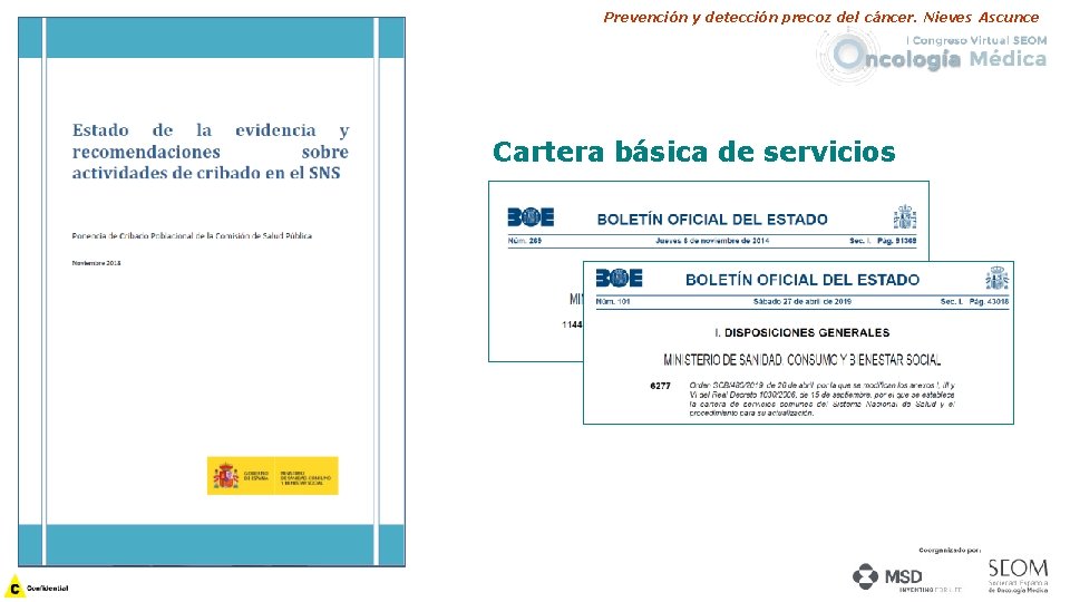 Prevención y detección precoz del cáncer. Nieves Ascunce Cartera básica de servicios 