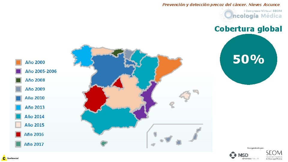 Prevención y detección precoz del cáncer. Nieves Ascunce Cobertura global 50% 