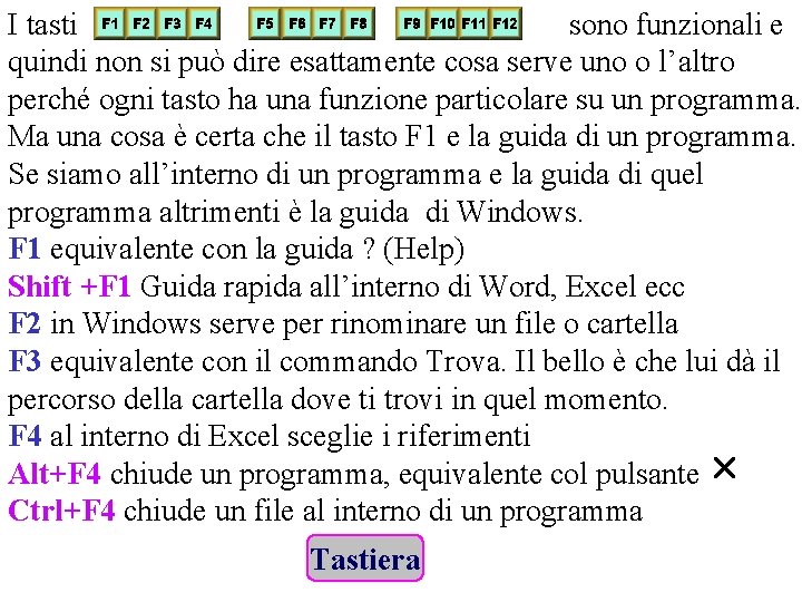 I tasti sono funzionali e quindi non si può dire esattamente cosa serve uno