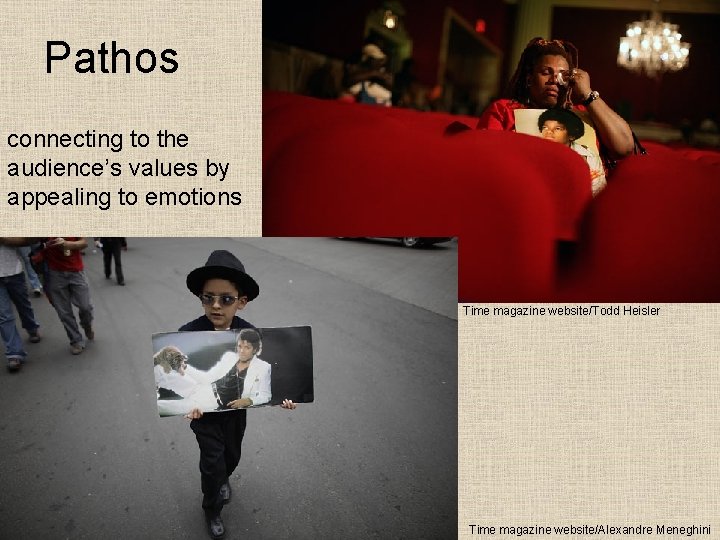 Pathos connecting to the audience’s values by appealing to emotions Time magazine website/Todd Heisler