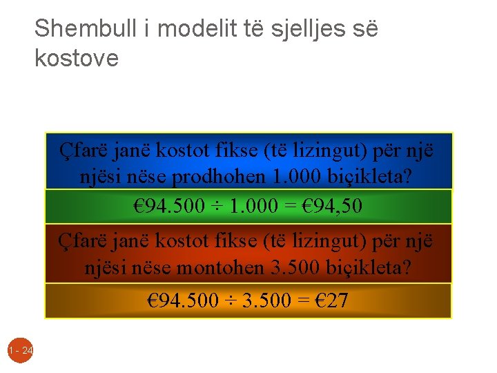 Shembull i modelit të sjelljes së kostove Çfarë janë kostot fikse (të lizingut) për