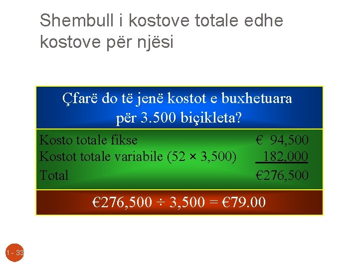 Shembull i kostove totale edhe kostove për njësi Çfarë do të jenë kostot e