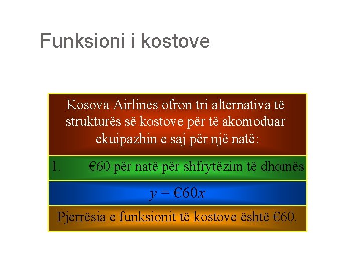 Funksioni i kostove Kosova Airlines ofron tri alternativa të strukturës së kostove për të