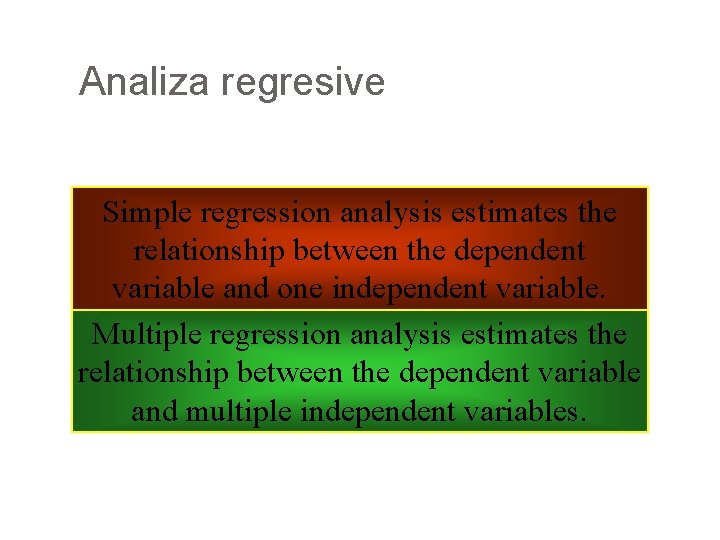 Analiza regresive Simple regression analysis estimates the relationship between the dependent variable and one