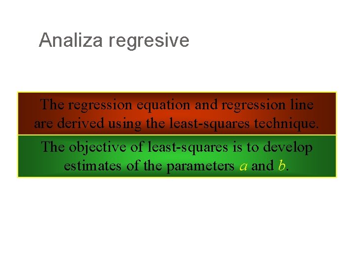 Analiza regresive The regression equation and regression line are derived using the least-squares technique.