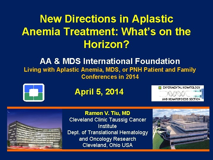 New Directions in Aplastic Anemia Treatment: What’s on the Horizon? AA & MDS International