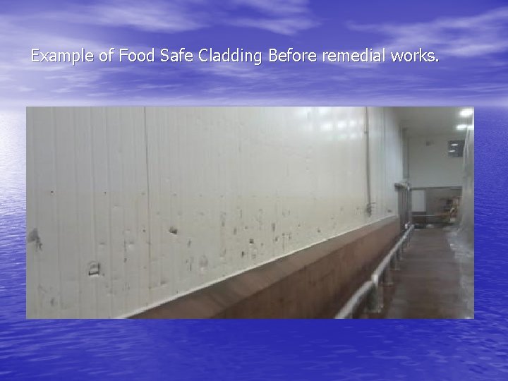 Example of Food Safe Cladding Before remedial works. 