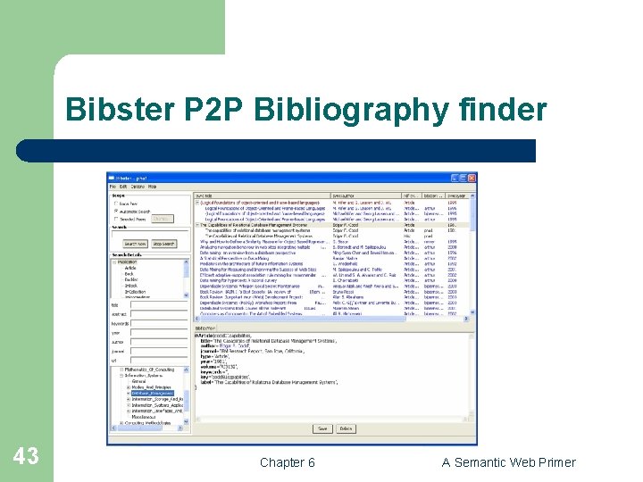 Bibster P 2 P Bibliography finder 43 Chapter 6 A Semantic Web Primer 