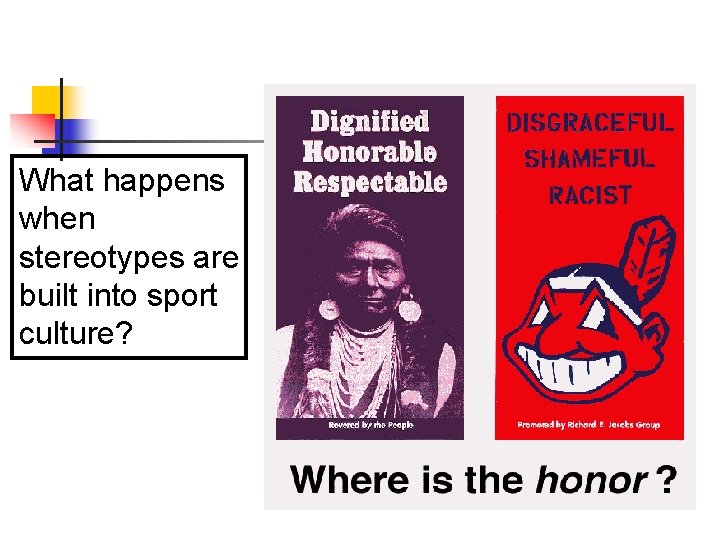 What happens when stereotypes are built into sport culture? What happens when stereotypes are built into sport culture?