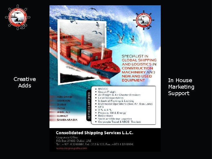 Creative Adds In House Marketing Support 