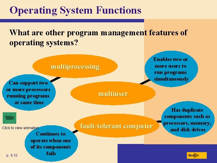 Operating System Functions What are other program management features of operating systems? multiprocessing Can Operating System Functions What are other program management features of operating systems? multiprocessing Can