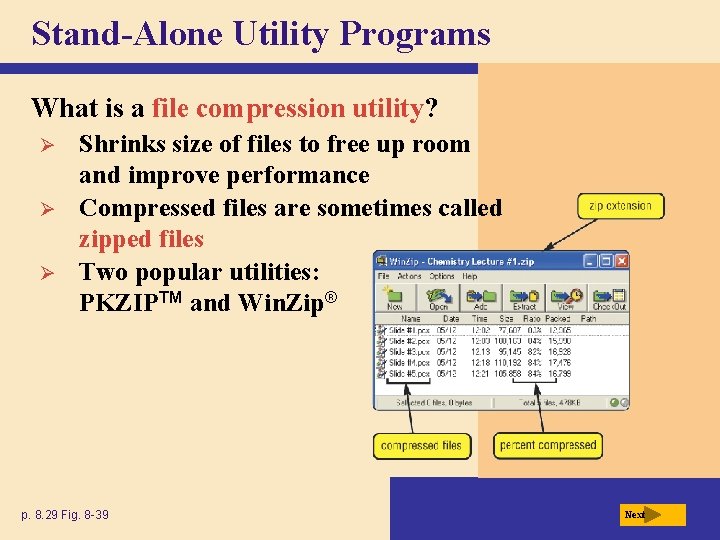 Stand-Alone Utility Programs What is a file compression utility? Ø Ø Ø Shrinks size Stand-Alone Utility Programs What is a file compression utility? Ø Ø Ø Shrinks size