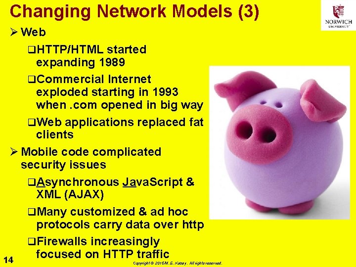 Changing Network Models (3) Ø Web q. HTTP/HTML started expanding 1989 q. Commercial Internet
