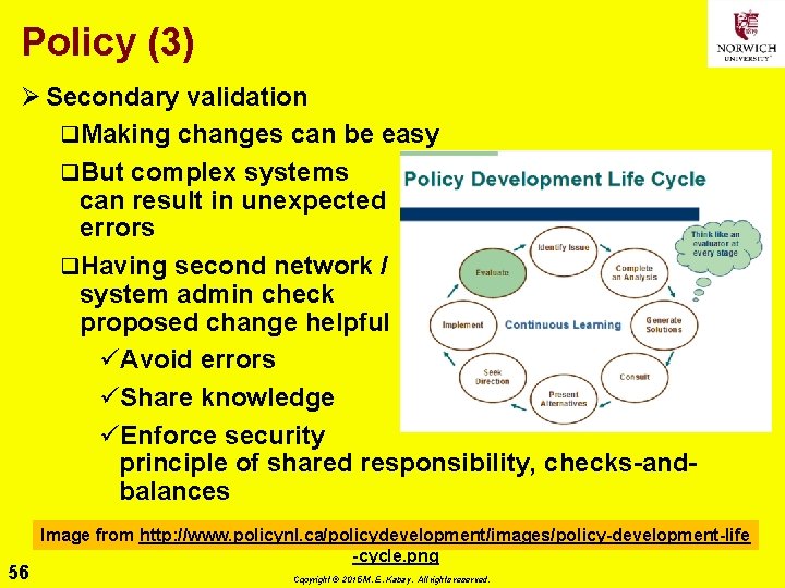 Policy (3) Ø Secondary validation q. Making changes can be easy q. But complex