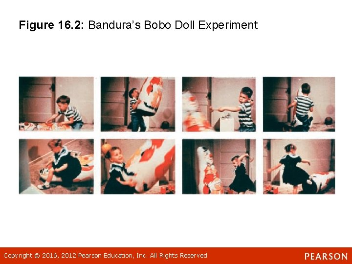 Figure 16. 2: Bandura’s Bobo Doll Experiment Copyright © 2016, 2012 Pearson Education, Inc.