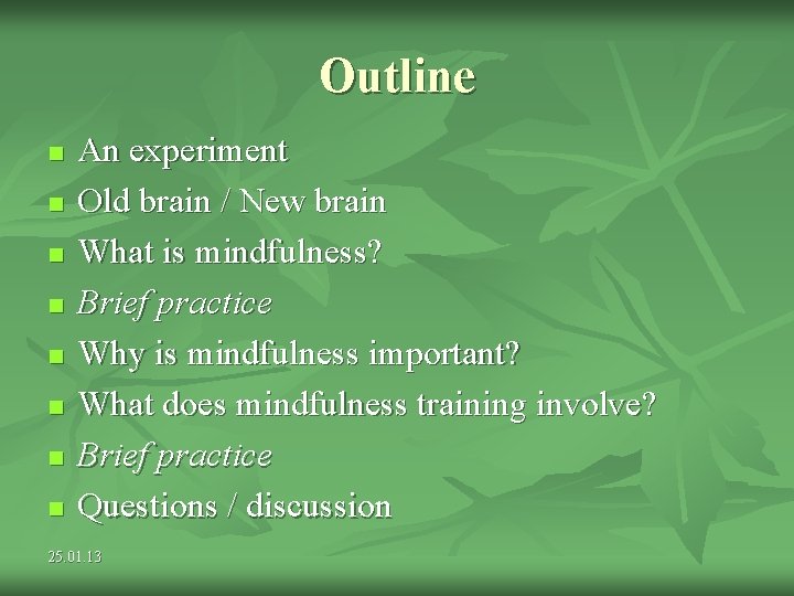 Outline n n n n An experiment Old brain / New brain What is Outline n n n n An experiment Old brain / New brain What is