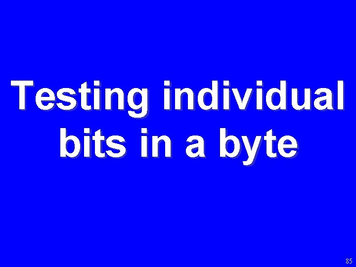 Testing individual bits in a byte 85 
