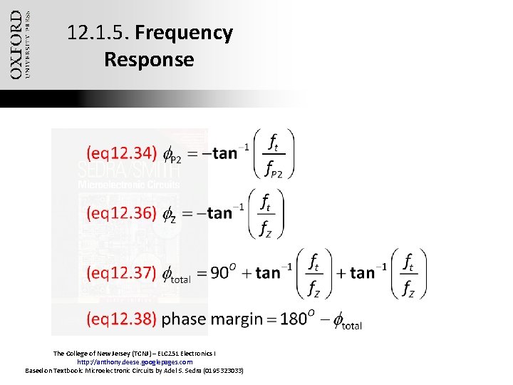 12. 1. 5. Frequency Response The College of New Jersey (TCNJ) – ELC 251