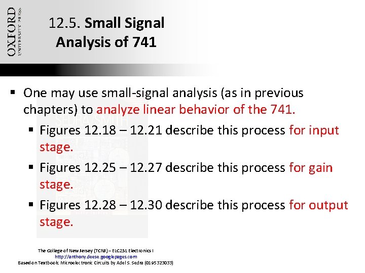 12. 5. Small Signal Analysis of 741 § One may use small-signal analysis (as 12. 5. Small Signal Analysis of 741 § One may use small-signal analysis (as