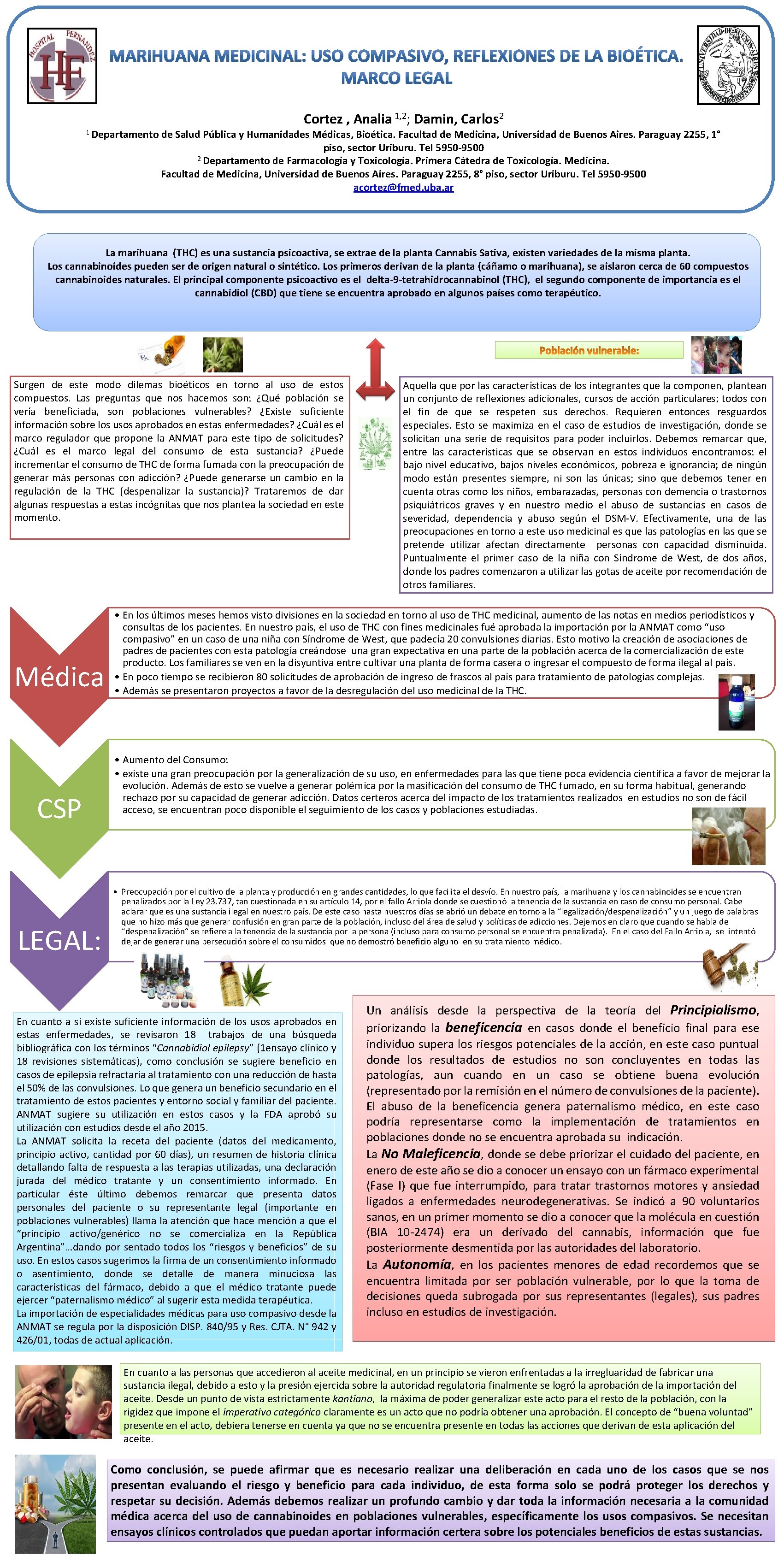 MARIHUANA MEDICINAL: USO COMPASIVO, REFLEXIONES DE LA BIOÉTICA. MARCO LEGAL 1 Departamento Cortez ,