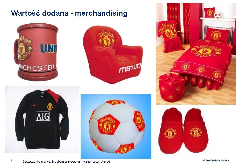 Wartość dodana - merchandising 7 Zarządzanie marką. Studium przypadku - Manchester United © 2010 Wartość dodana - merchandising 7 Zarządzanie marką. Studium przypadku - Manchester United © 2010