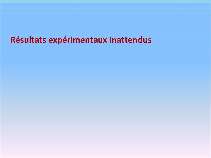 Résultats expérimentaux inattendus 