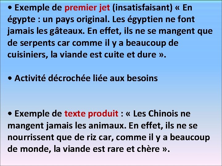  • Exemple de premier jet (insatisfaisant) « En égypte : un pays original.