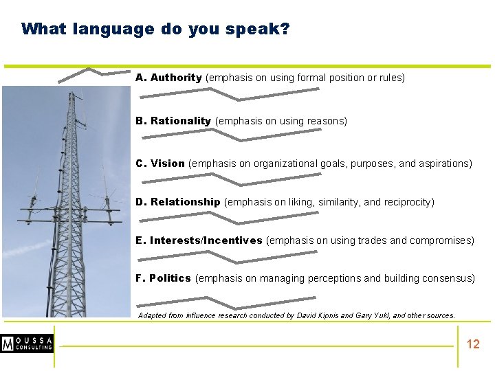 What language do you speak? A. Authority (emphasis on using formal position or rules)