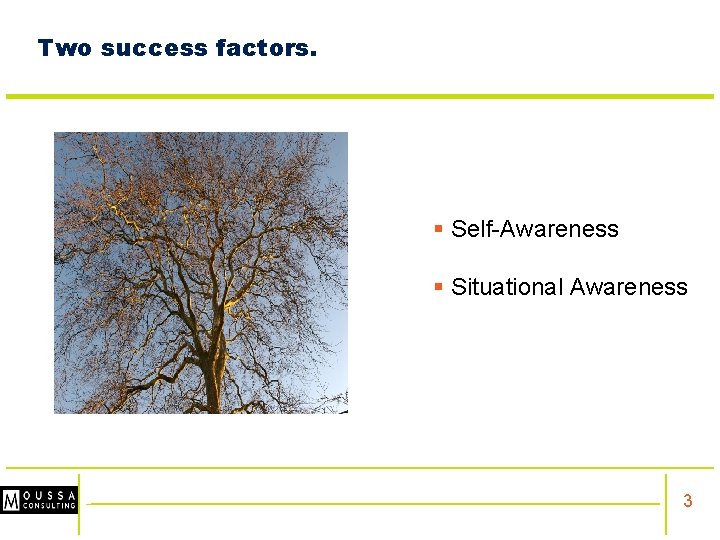 Two success factors. § Self-Awareness § Situational Awareness 3 