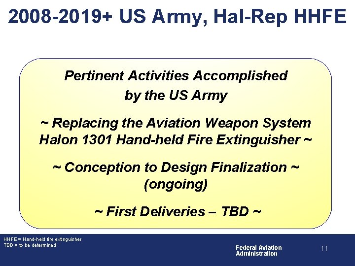 2008 -2019+ US Army, Hal-Rep HHFE Pertinent Activities Accomplished by the US Army ~