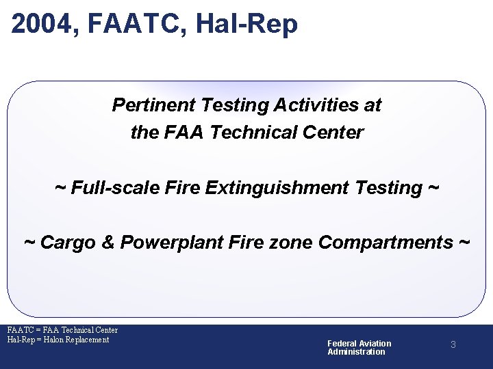 2004, FAATC, Hal-Rep Pertinent Testing Activities at the FAA Technical Center ~ Full-scale Fire