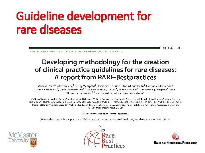 Guideline development for rare diseases 