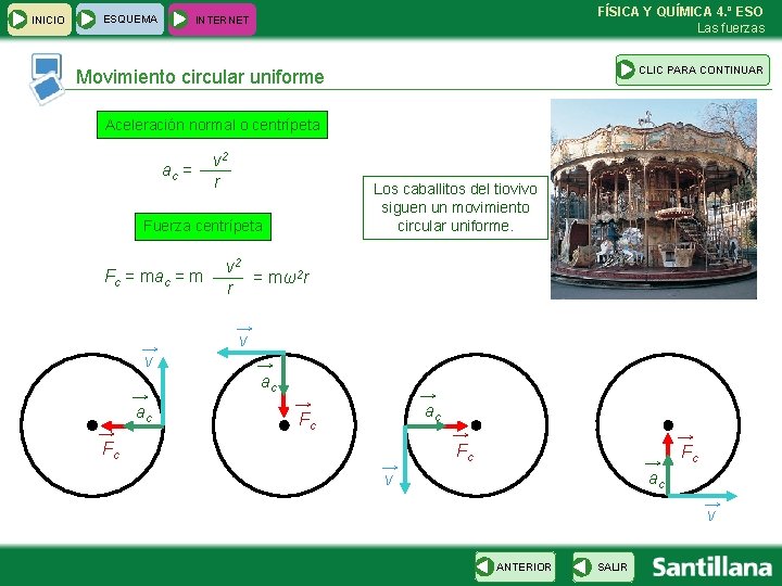 INICIO ESQUEMA FÍSICA Y QUÍMICA 4. º ESO Las fuerzas INTERNET CLIC PARA CONTINUAR INICIO ESQUEMA FÍSICA Y QUÍMICA 4. º ESO Las fuerzas INTERNET CLIC PARA CONTINUAR
