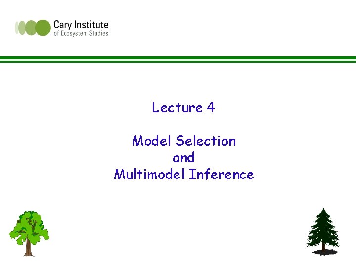 Lecture 4 Model Selection and Multimodel Inference 