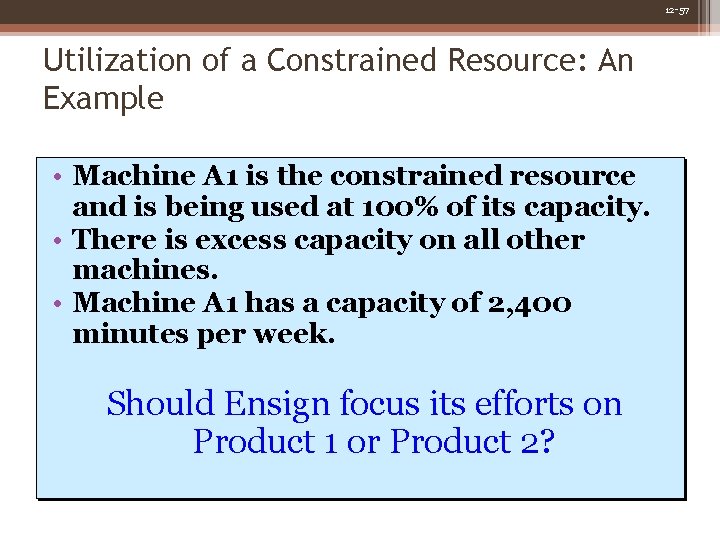 12 -57 Utilization of a Constrained Resource: An Example • Machine A 1 is 12 -57 Utilization of a Constrained Resource: An Example • Machine A 1 is