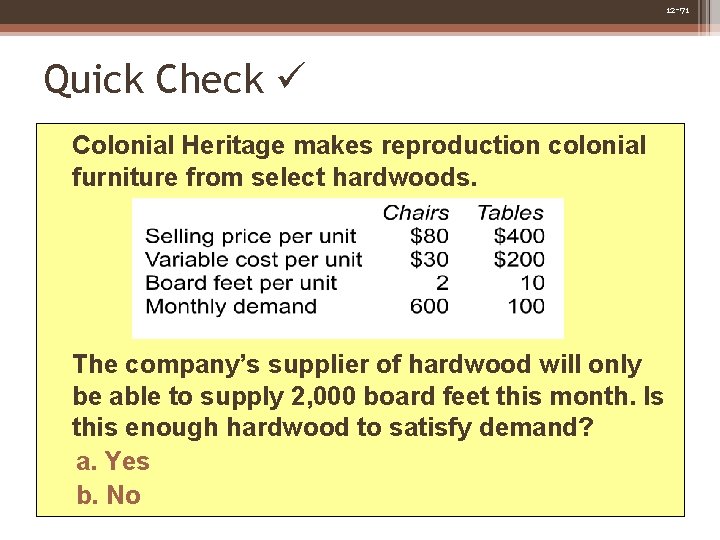 12 -71 Quick Check Colonial Heritage makes reproduction colonial furniture from select hardwoods. The 12 -71 Quick Check Colonial Heritage makes reproduction colonial furniture from select hardwoods. The