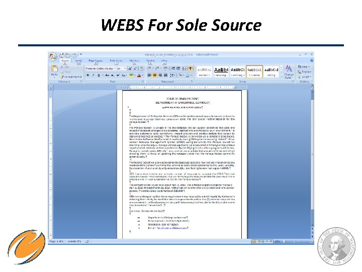 WEBS For Sole Source 