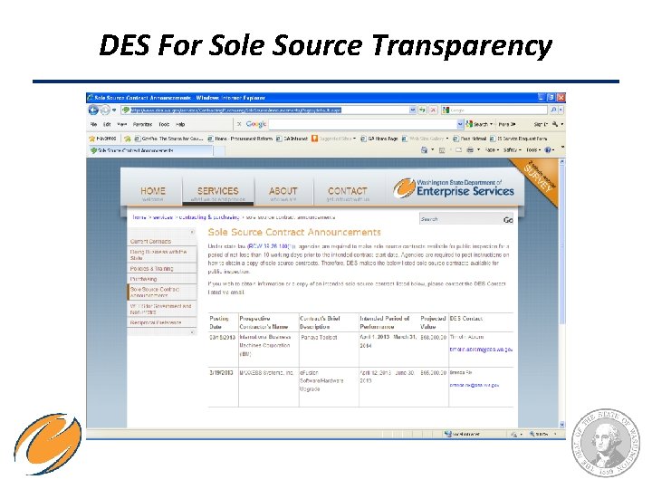 DES For Sole Source Transparency 