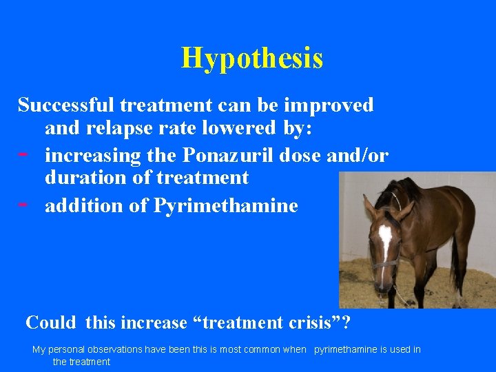 Hypothesis Successful treatment can be improved and relapse rate lowered by: - increasing the