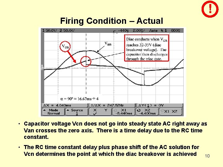 ! Firing Condition – Actual • Capacitor voltage Vcn does not go into steady