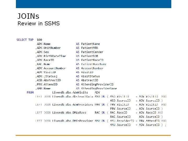 JOINs Review in SSMS 