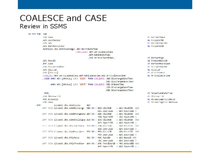 COALESCE and CASE Review in SSMS 